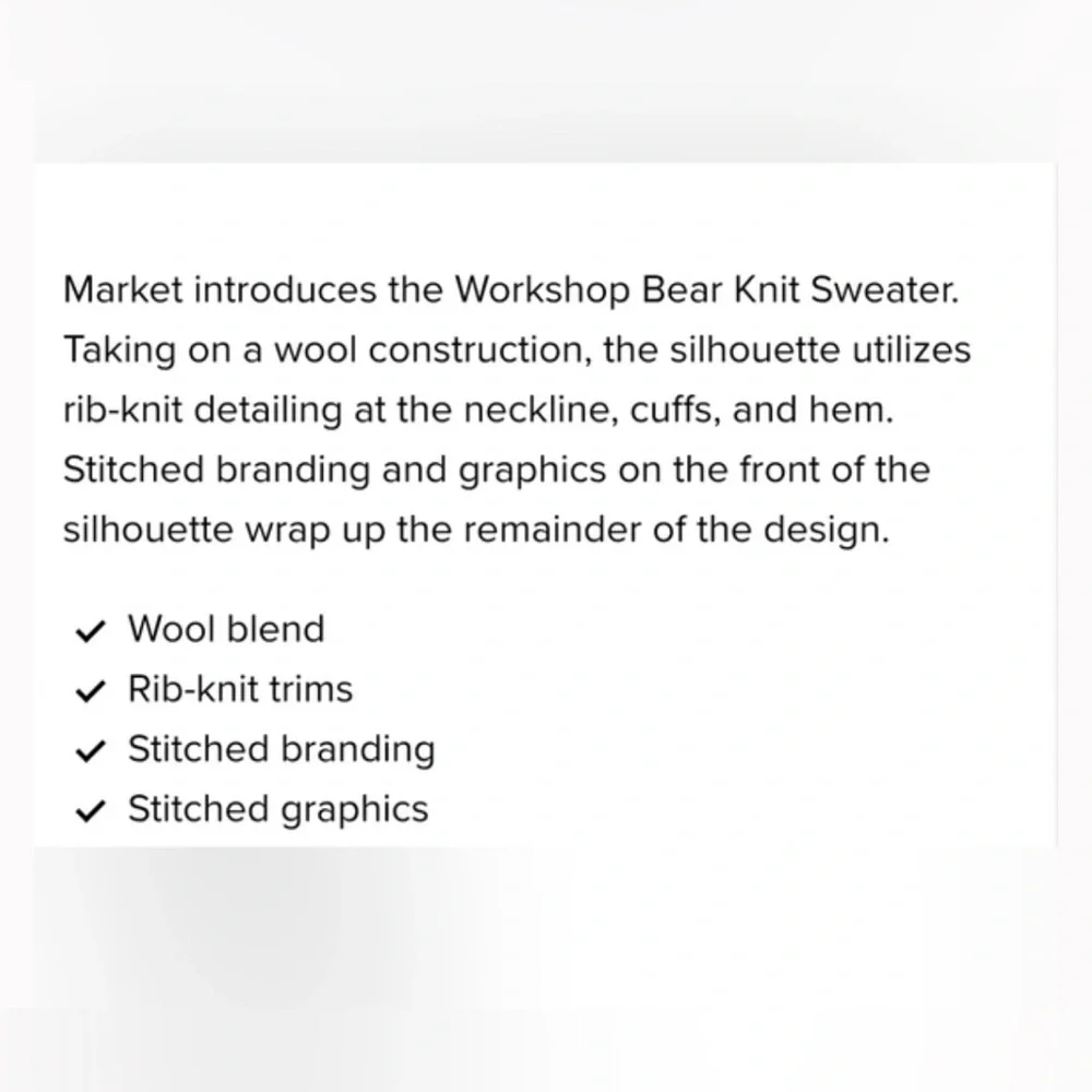 Market Workshop Bear Knit Sweater Size L